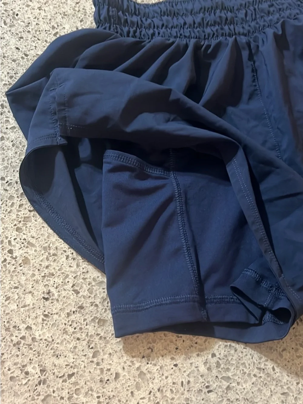 Nike Navy Blue Girls' Athletic Shorts with Silver Swoosh